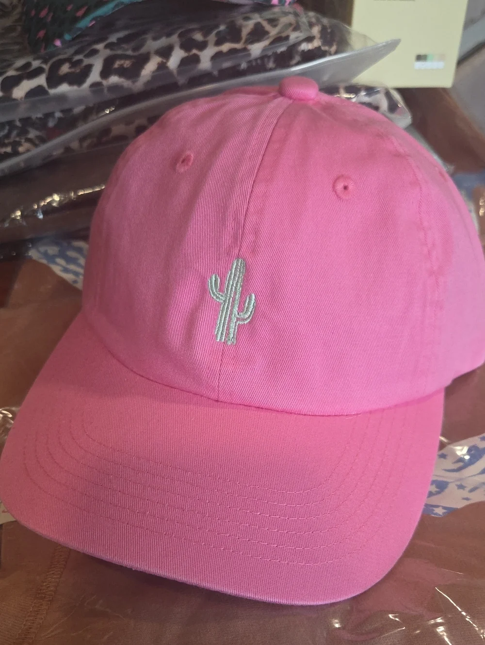 Pink Cactus Embroidered Baseball Cap